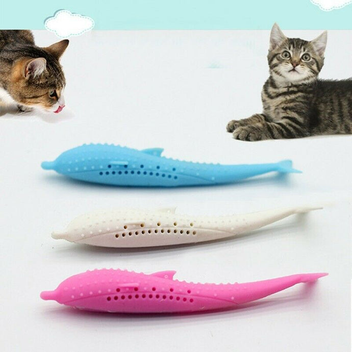 2019 Hot Silicone Fish Shape Cat Toothbrush Teething Toy with Catnip Pet Toys QJ888 #3