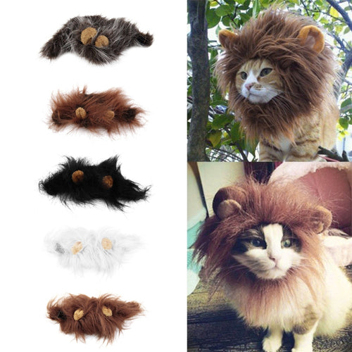 1Pcs 2018 New Pet Cat Dog Wig Emulation Lion Hair Mane Ears Head Cap Autumn Winter Dress Up Costume Muffler Scarf